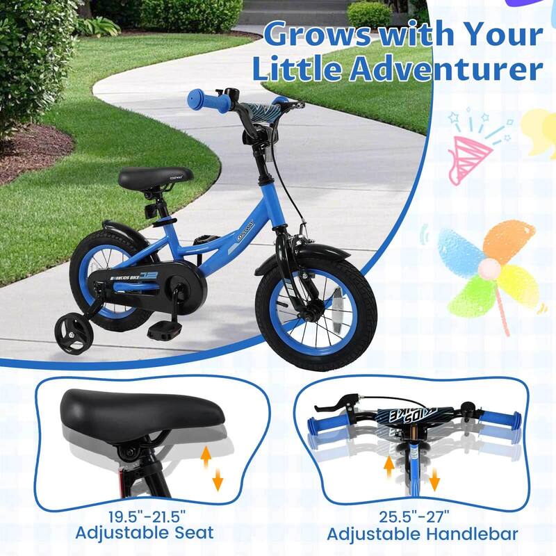 Costway 14" Kids Bike with Removable Training Wheels Adjustable Seat & - See Details
