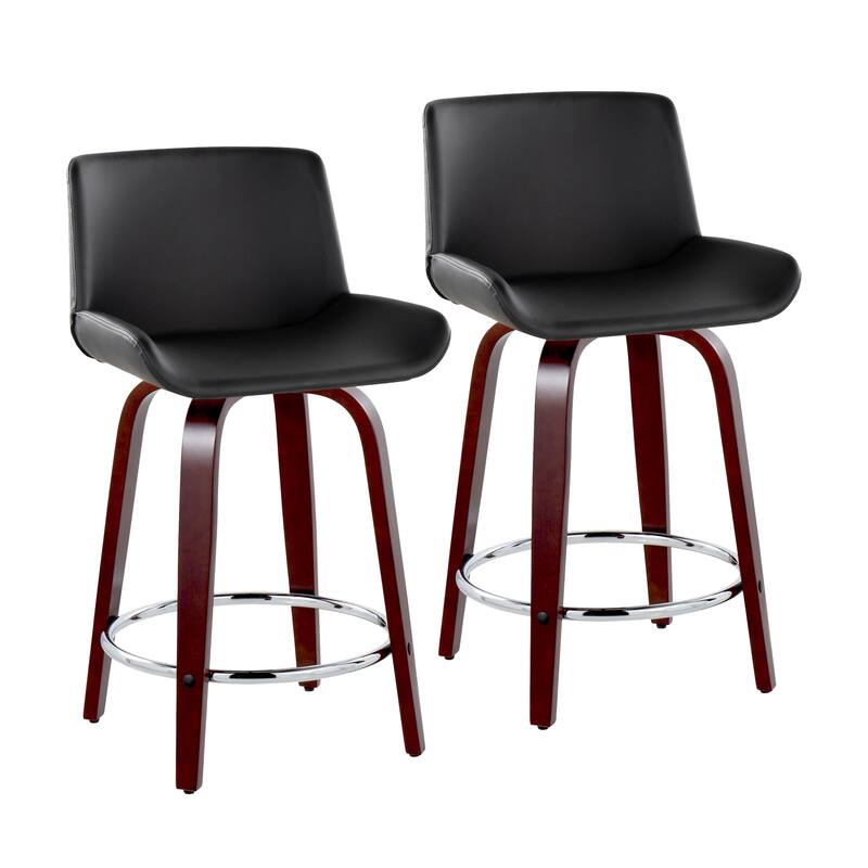 Santi Upholstered 24" Fixed-Height Counter Stool - Set of 2