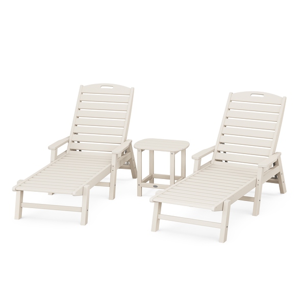 POLYWOOD Nautical 3 Piece Chaise Lounge with Arms Set with South