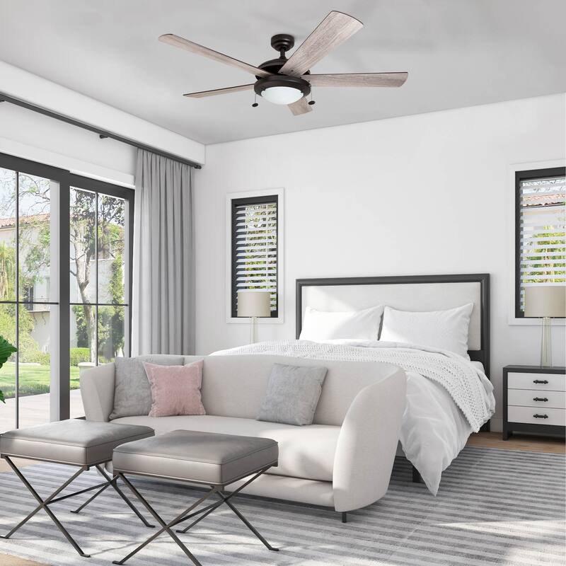 52" Prominence Home Bolivar Farmhouse Ceiling Fan with Light and Pull Chains - 52-inch