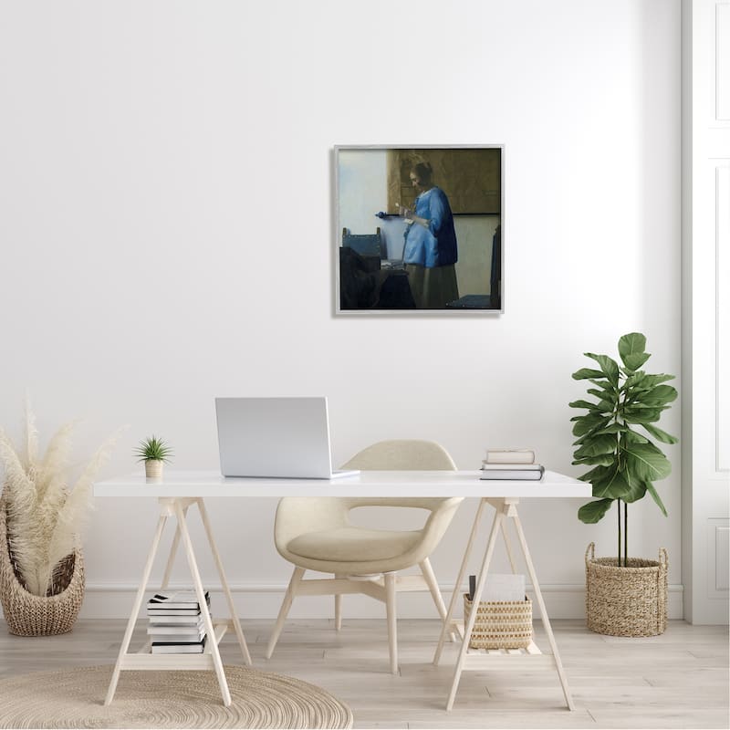 Stupell Woman Reading a Letter Johannes Vermeer Classical Painting Framed Wall Art, Design by one1000paintings