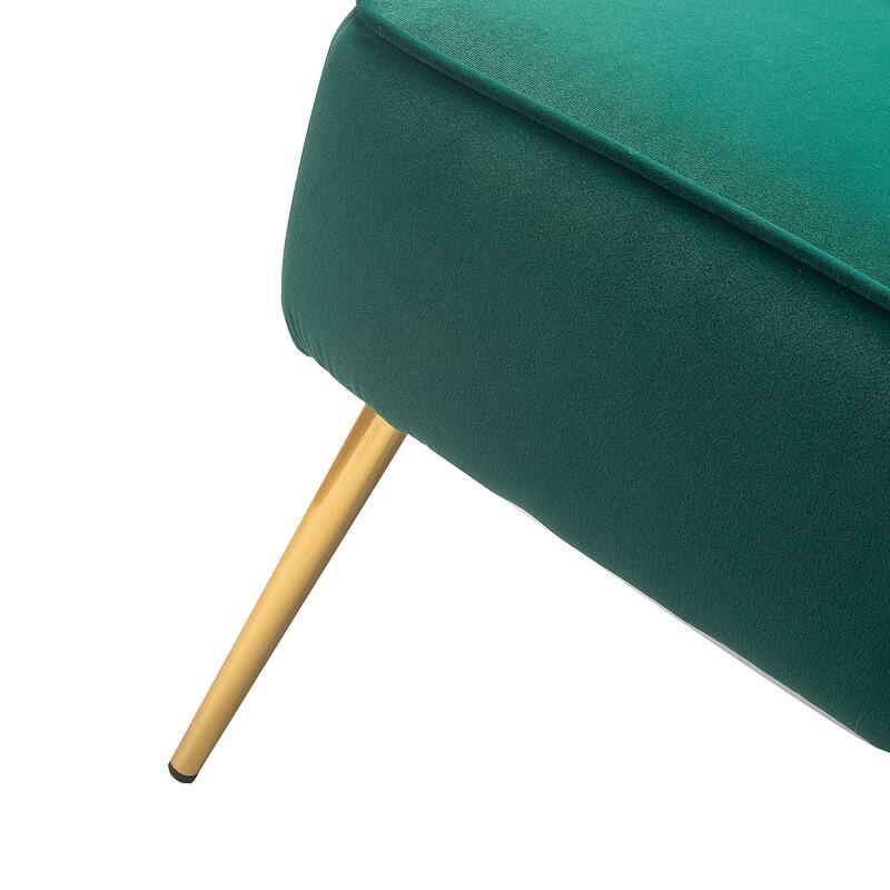 Monica Living Room Armless Accent Comfy Chair with Tufted Back and Metal Legs by HULALA HOME