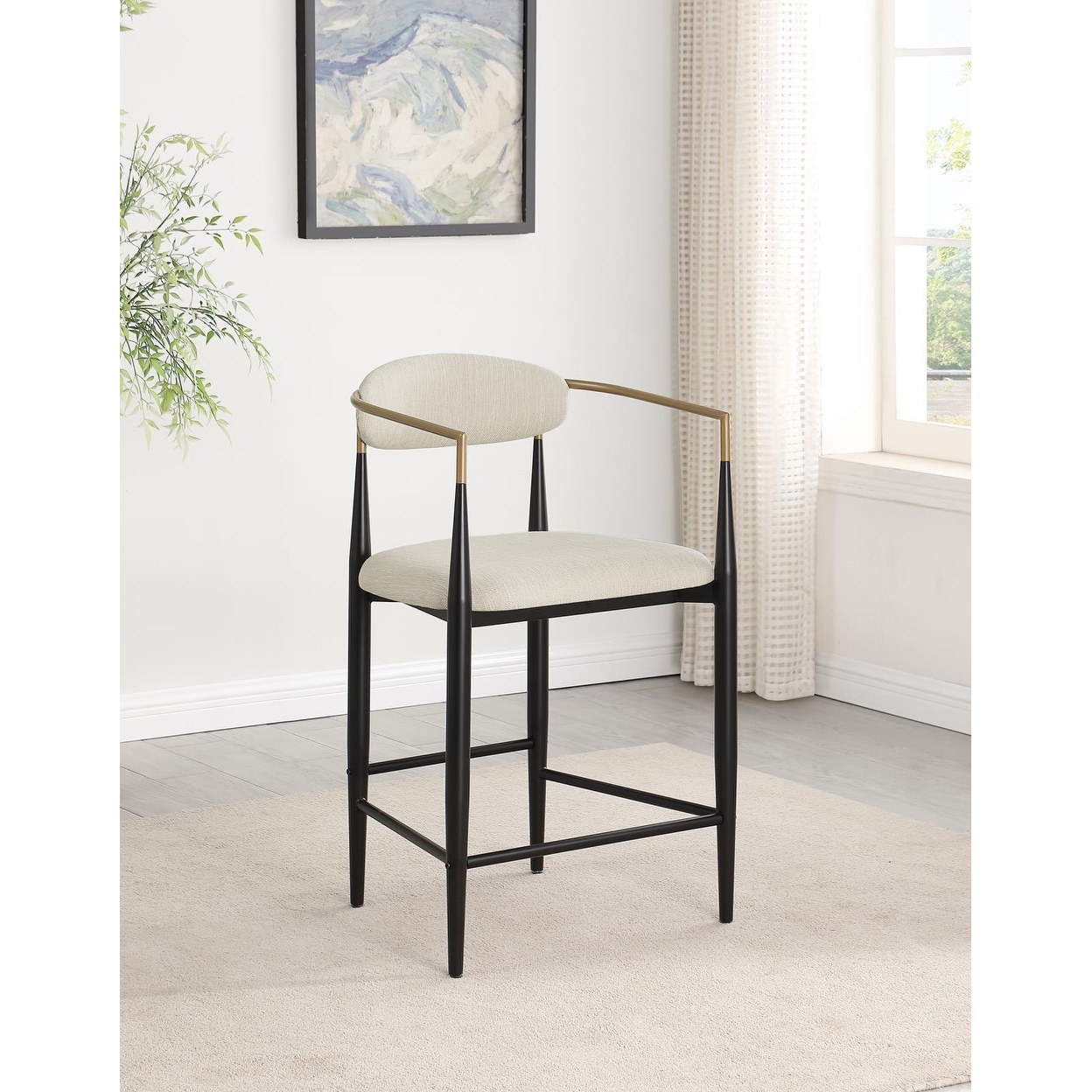 Renfroe Upholstered Stool with Metal Leg