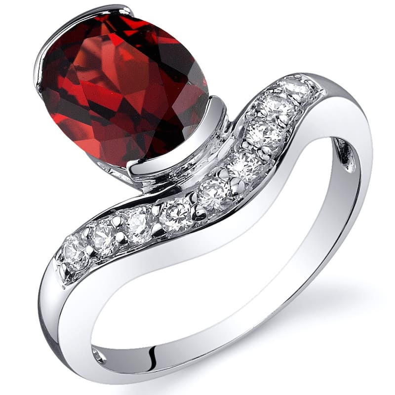 Sterling Silver 2.25 ct Garnet Birthstone Ring
