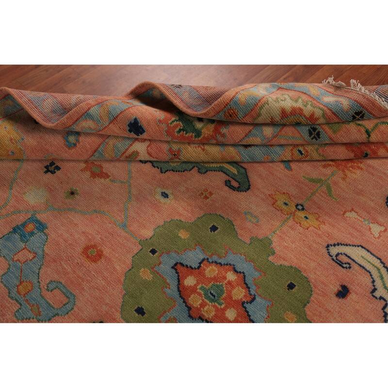 All-Over Floral Oushak Indian Large Rug Handmade Wool Carpet - 9'0"x 18'0"