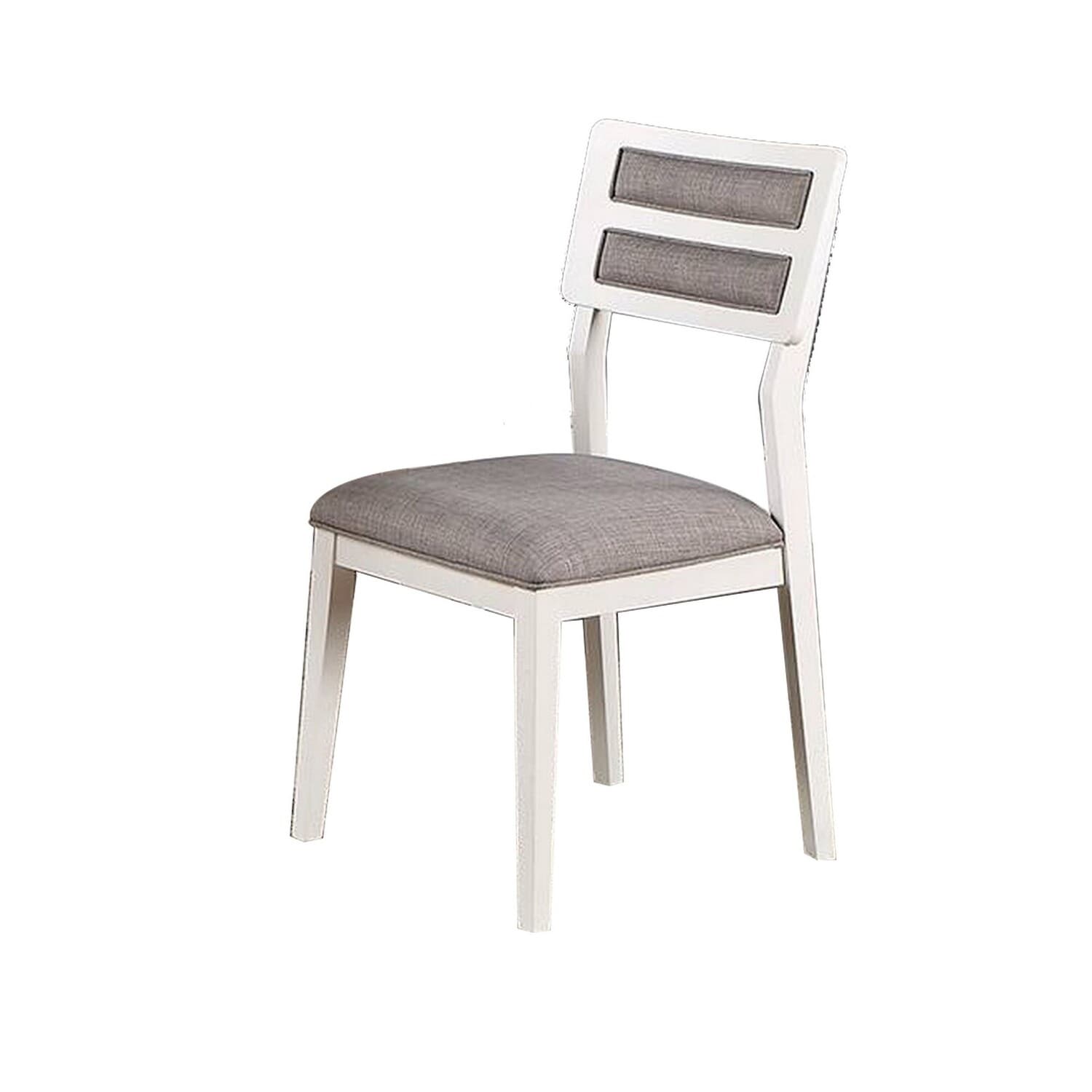 White/Gray Fabric Upholstered Wood Frame Dining Chair, Set of 2, Sturdy Dining Chair for Dining Rooms - 15.5