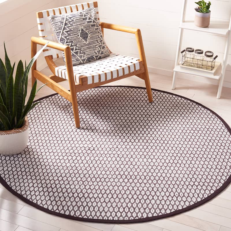 SAFAVIEH Handmade Flatweave Montauk Cassidy Casual Cotton Rug - 6' Round - Charcoal/Ivory