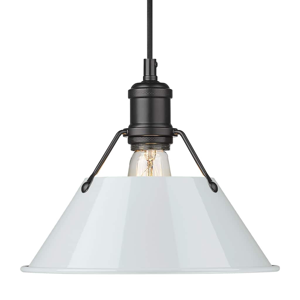 Yep by Golden Lighting Orwell 1-light 10in Pendant in Matte Black and Dusky Blue shade