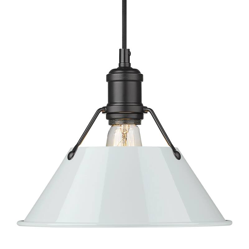 Yep by Golden Lighting Orwell 1-light 10in Pendant in Matte Black and Dusky Blue shade