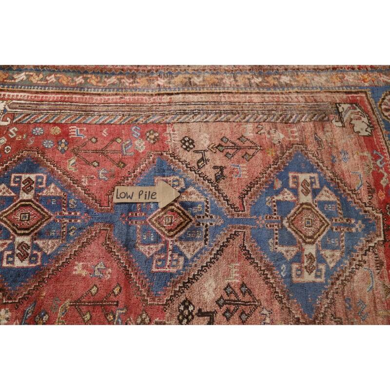 Vegetable Dye Pink Shiraz Persian Antique Rug Hand-knotted Wool Carpet - 4'5"x 6'4"