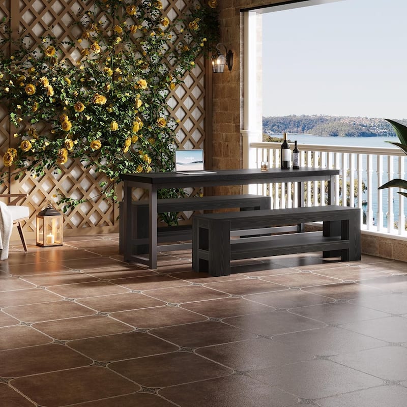 59" Dining Bench with Storage Shelf, Entryway Bench for Dining Room, Bedroom, Kitchen, End of Bed