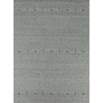 Hand Knotted Oriental 100% Wool Carpet Tribal Animal Pictorial Beige & Ivories Gabbeh Area Rug - 10' 0'' X 8' 3''