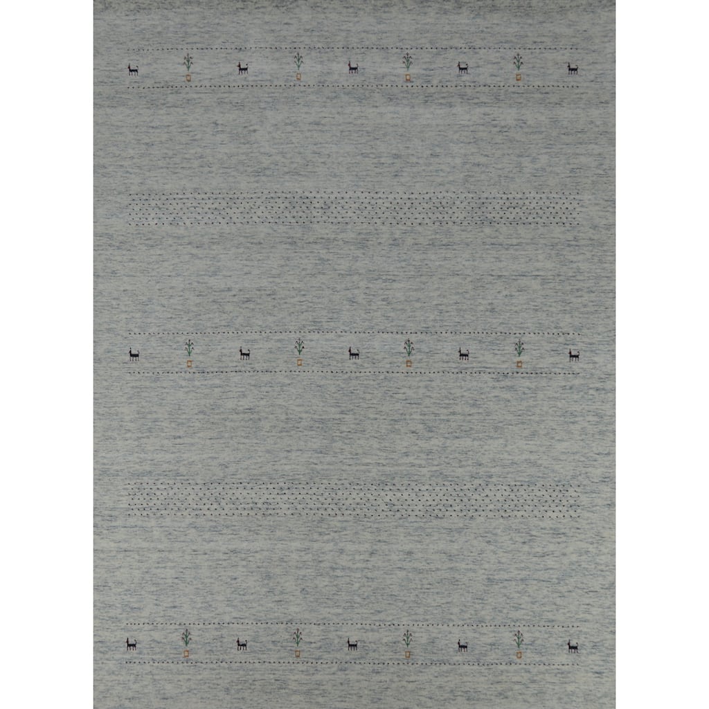 Hand Knotted Oriental 100% Wool Carpet Tribal Animal Pictorial Beige & Ivories Gabbeh Area Rug - 10' 0'' X 8' 3''