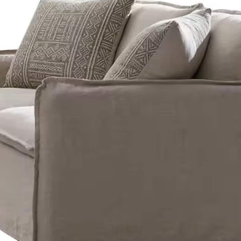 Savoir Loveseat, 2 Accent Pillows, Plush Modern Beige Linen, 64 Inch