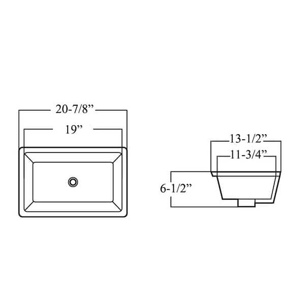 24 in. x 15-1/2 in. Rectrangle Undermount Vitreous Glazed Ceramic Lavatory Vanity Bathroom Sink Pure White