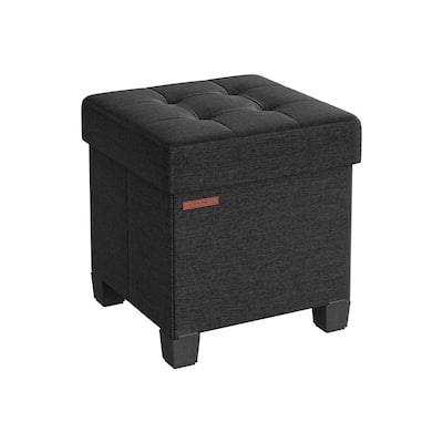 10-Gallon 15" Cube Folding Storage Ottoman with Foam Padding with Hidden Compartment for Living Room