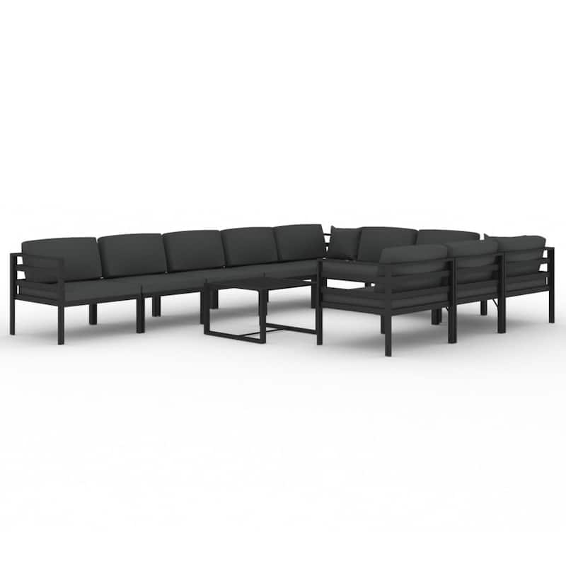 vidaXL Patio Lounge Set with Cushions Aluminum - 27.6" x 27.6" x 25.4"