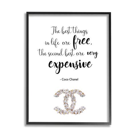 Stupell Industries Second Best Things In Life Quote Fashion Brand Glam Text Framed Wall Art - Black