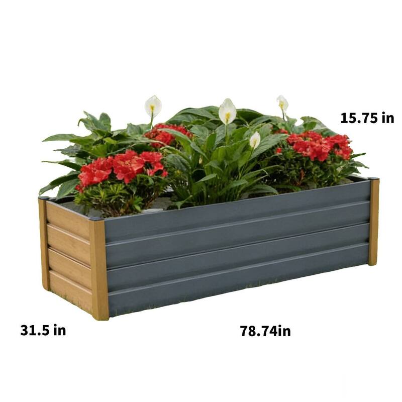 78.74" Durable Steel Planting Bed, Raised Garden Bed for Gardens, Vegetables, Herbs & Flowers - N/A
