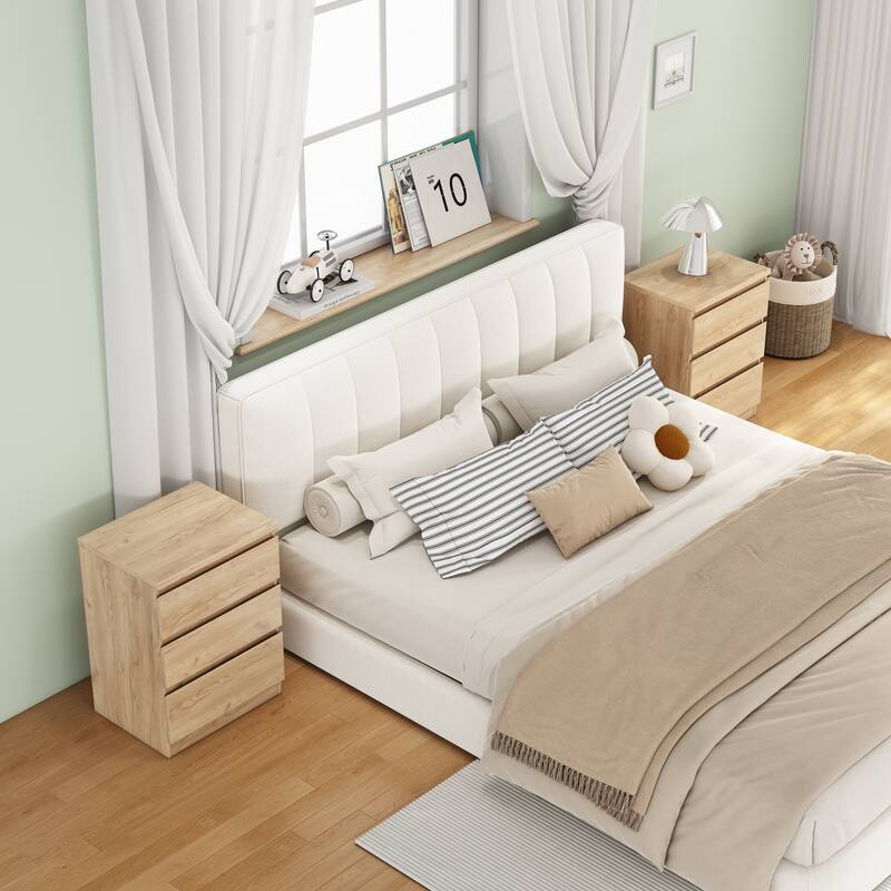 19.7"Nightstand with 3 Drawers,Set of 2,Beside Table with Drawers Handle Free Design,Thickened Top Plate,3 Drawer