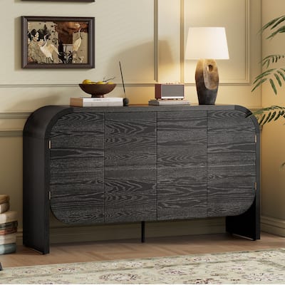 Wood Sideboard Cabinet with Curvy Edge