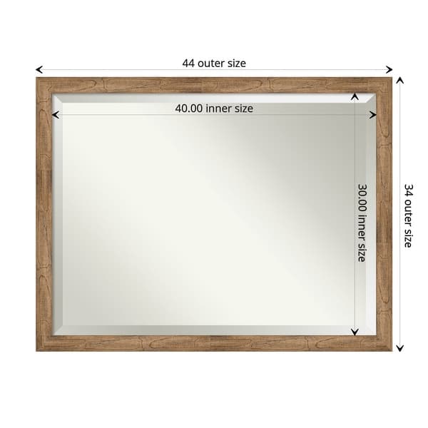 dimension image slide 0 of 5, Beveled Wood Wall Mirror - Owl Brown Narrow Frame