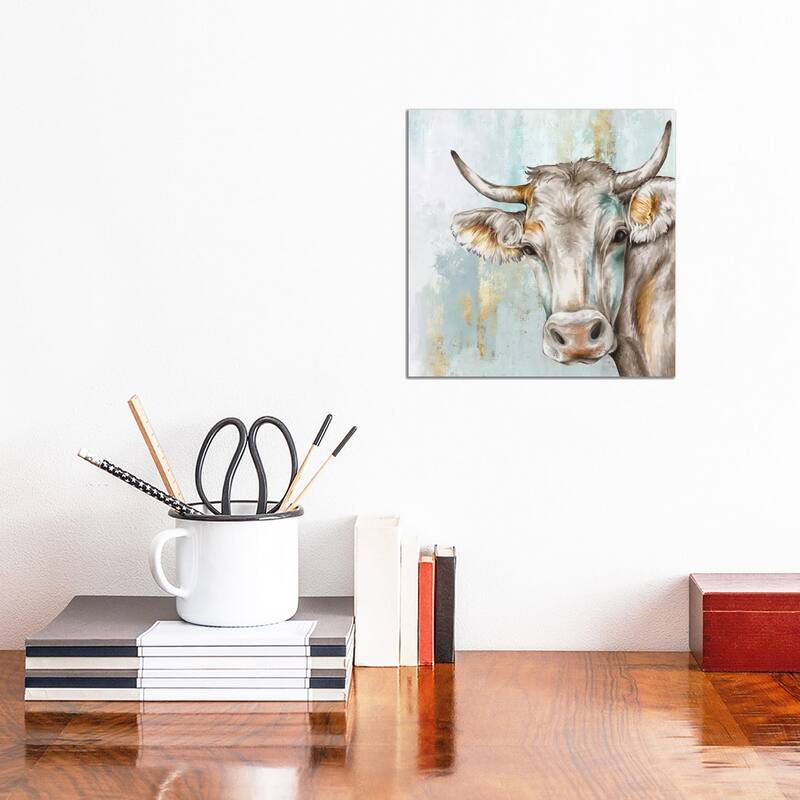 iCanvas "Headstrong Cow" by Eva Watts Canvas Print - 12x12x1.5