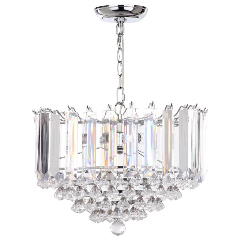 SAFAVIEH Lighting Carly 16.5-inch 2-Light Chrome/ Clear Adjustable Pendant Lamp - 16.5" W x 16.5" D x 16.25-88.25" H