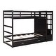 preview thumbnail 4 of 13, Twin Over Twin Bunk Bed with Trundle & Storage Staircase, Space-Saving Design with Easy Access & Organization, Espresso