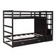 preview thumbnail 38 of 40, Twin Over Twin Bunk Bed with Trundle Bed, Staircase and 4 Storage Drawers, Solid Wood Bunk Beds with Stairs and Guardrail