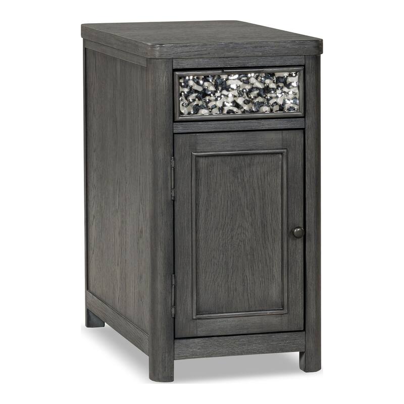 Furniture of America Piez Modern Ash Grey Wood Chairside End Table with Charging Port