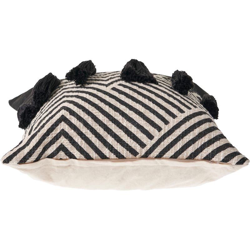 Sevita Elevate Black/White Chevron Cotton Throw Pillow, Set of 2