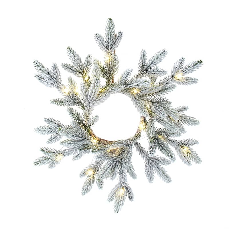Kurt Adler 18-Inch 20-Light Battery-Operated LED Flocked Pine Wreath - Green - 60"