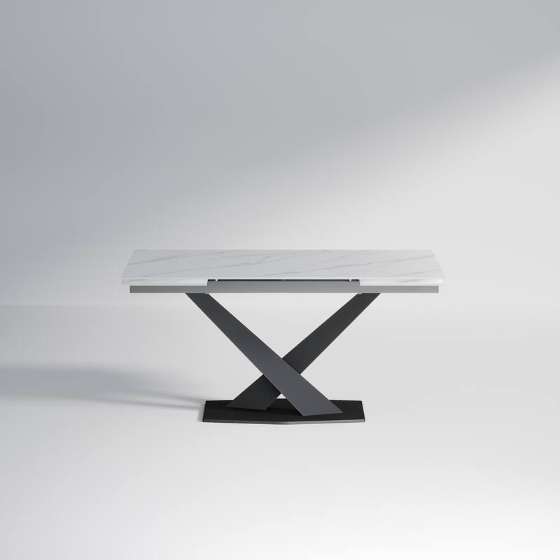 94.48" Modern Extendable Rectangular Sintered Stone Dining Table For 8 person - 62.99" - 94.48"