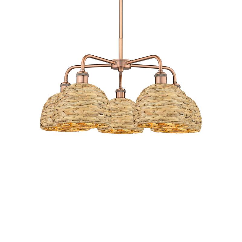 Innovations Lighting 516-5CR-15-27 Woven Rattan Chandelier Woven - Antique Copper / Natural