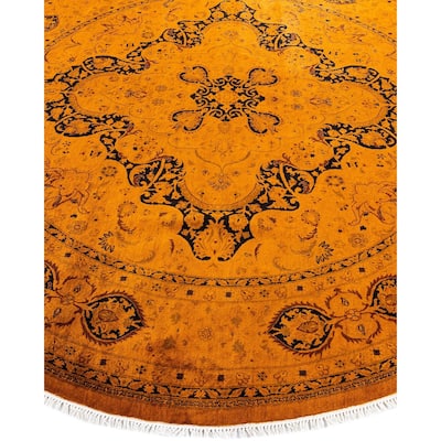 Fine Vibrance, One-of-a-Kind Hand-Knotted Area Rug - Gold, 7' 1" x 7' 1" - 7' 1" x 7' 1"