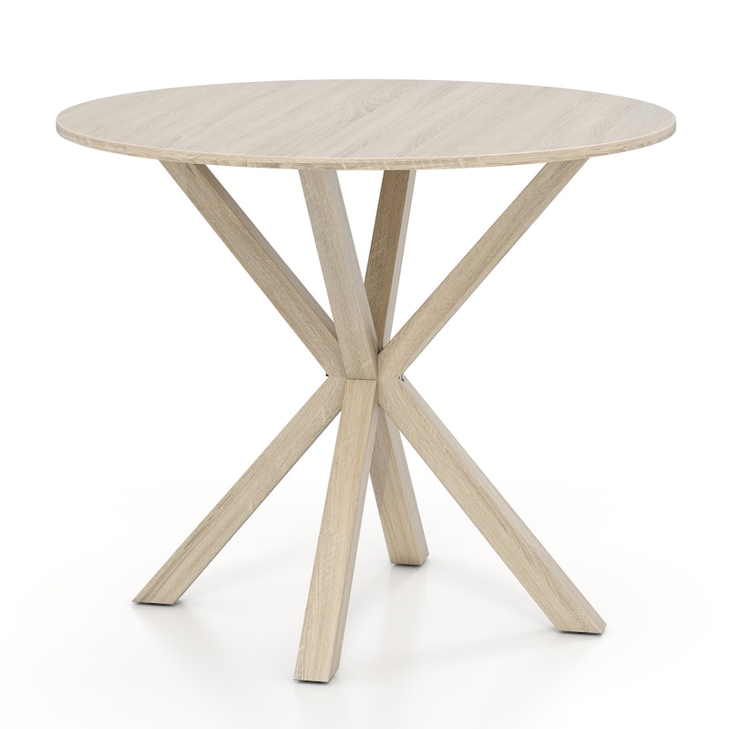 36-Inch Modern Round Kitchen Table with X-Base Pedestal and Rubber Wood Legs Ideal for Dining - 36" x 30" - Grey