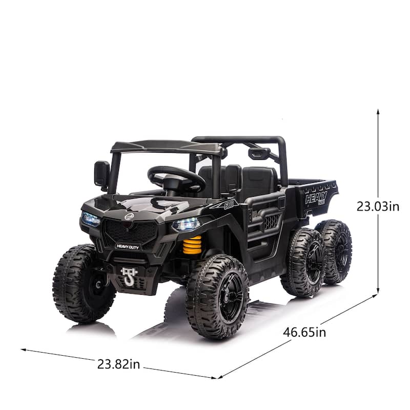 24V 400W Kids Ride On Six-wheel Electric Dump Truck W/ PC 2.4G, 4WD Super Performance, Six-wheel Suspension, Bluetooth