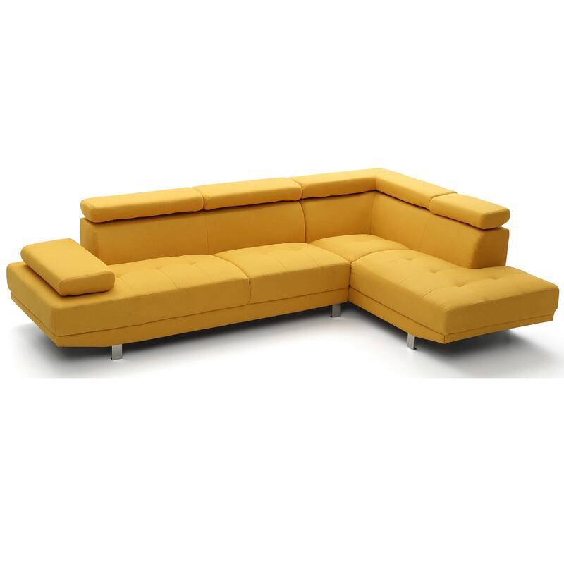 Adjustable Twill L Shape Sectional Sofa - 109" - Yellow