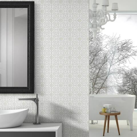 Merola Tile 7.75x7.75-inch Triple Valverde White Ceramic Wall Tile (25 tiles/11 sqft.)