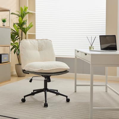 Dark Gray+White 28.3" Adjustable Height Rolling Swivel Accent Chair
