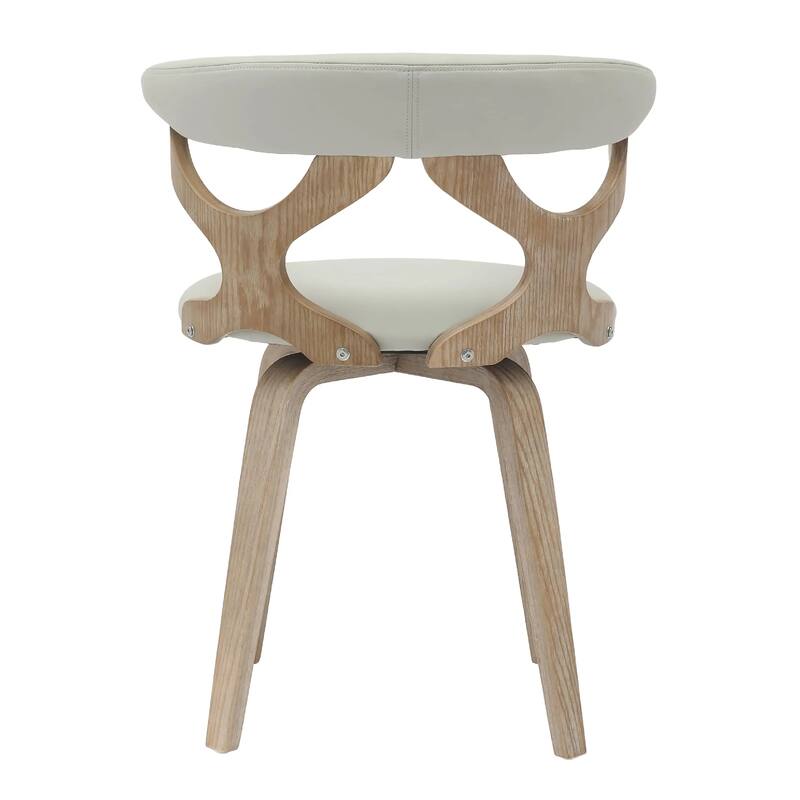 Klyne Leather Dining Chair with Poplar Wood Frame - Mid-Century Wooden Accent Chair with Swivel Base Set of 2