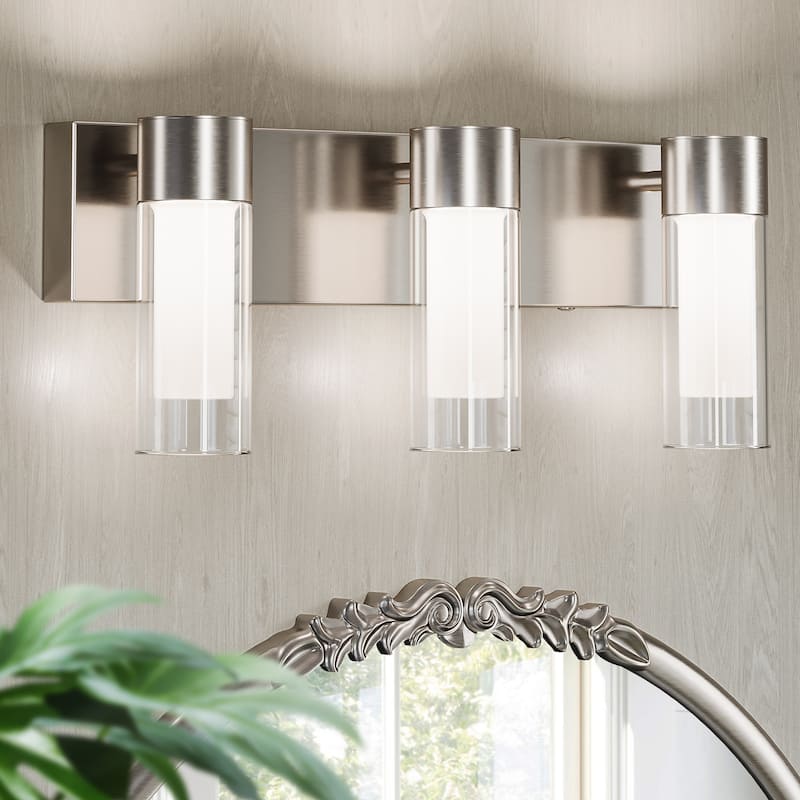 3-Light LED Bathroom Vanity Light Wall Sconces with Glass Shades