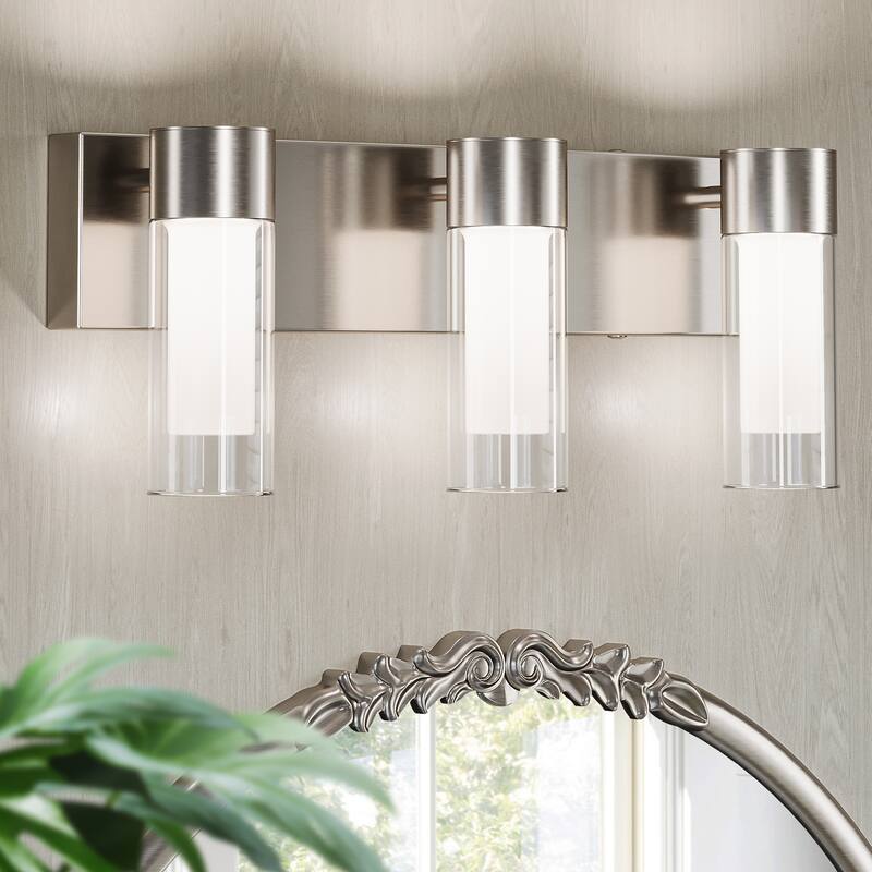 3-Light Vanity Lights Over Mirror, Wall Sconces with Clear Glass Shades for Bathroom Hallway Bedroom