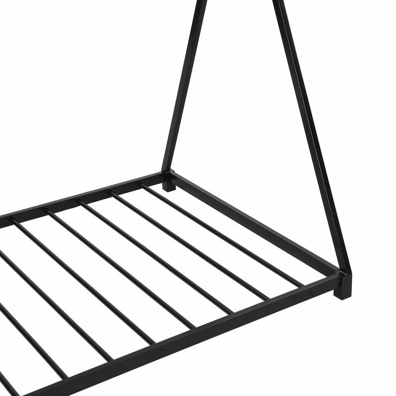 Metal Twin Size House Platform Bed with Triangle Structure