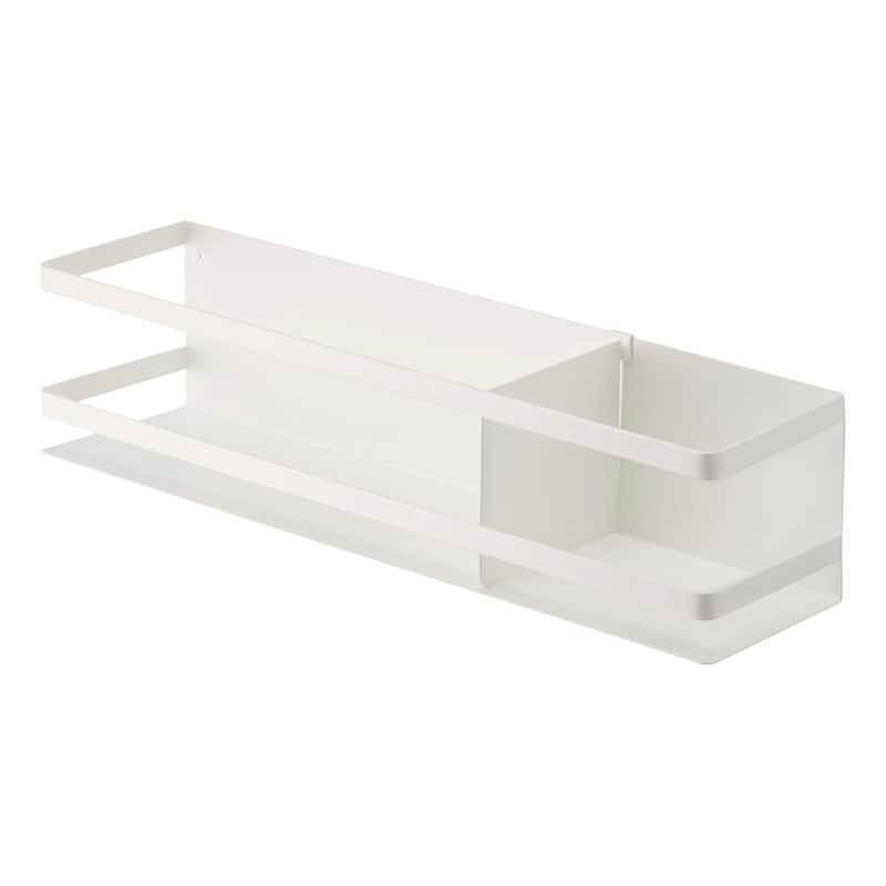 Yamazaki Home Magnetic Storage Rack, Steel - L 4.72 x W 19.69 x H 4.72 inches - White - L 4.72 x W 19.69 x H  4.72 inches
