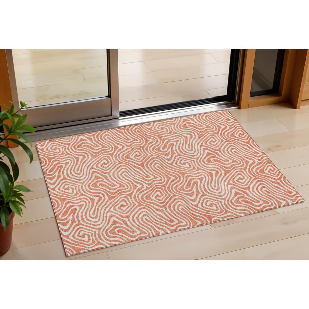 HomeRoots Abstract Transitional Rectangle Outdoor Rug