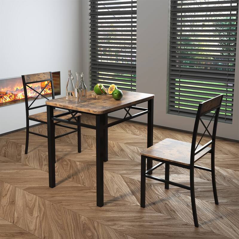 Dining Table Set with 2 Chairs Compact Dining Set for Small Spaces