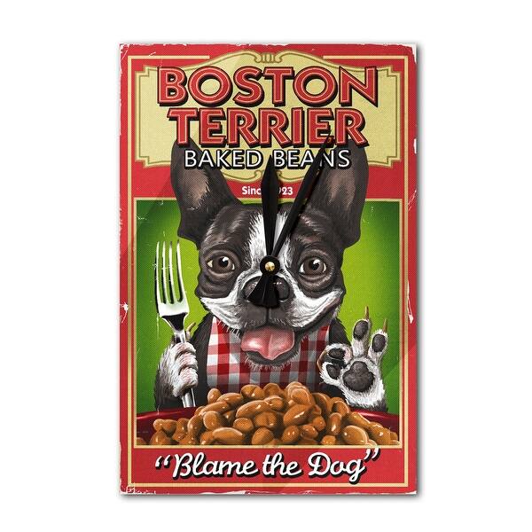 Boston Terrier Retro Baked Beans Ad Lantern Press Artwork Acrylic Wall Clock Acrylic Wall Clock Overstock 13599202