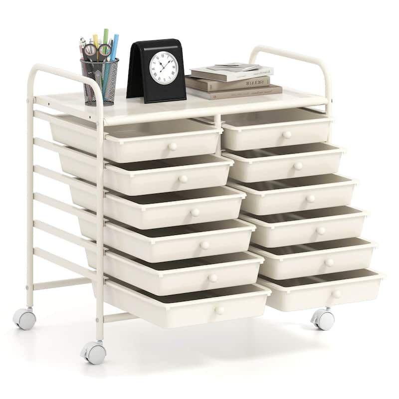 Costway 12 Drawers Rolling Cart Storage Scrapbook Paper Studio - See Details